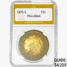 1875-S Silver Trade Dollar PGA MS64