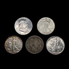 [5] Varied US SilveHalf Dollars (1894-S, 1940, 1942, 1942-S, 1963) UNCIRCULATED