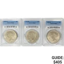 1922-D Set [3] Silver Peace Dollar PCGS MS61