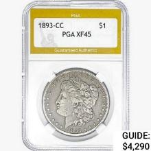 1893-CC Morgan Silver Dollar PGA XF45