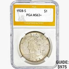 1928-S Silver Peace Dollar PGA MS63+