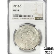 1923-D Silver Peace Dollar NGC AU58