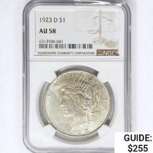 1923-D Silver Peace Dollar NGC AU58