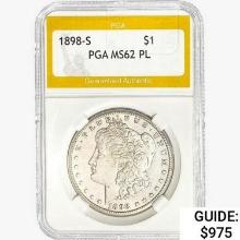 1898-S Morgan Silver Dollar PGA MS62 PL