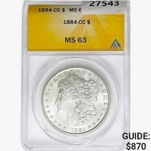 1884-CC Morgan Silver Dollar ANACS MS63