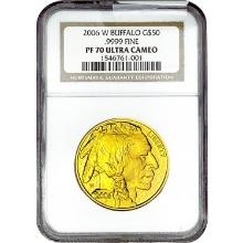 2006-w 1oz. Gold $50 Buffalo NGC PF70