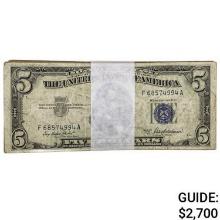 LOT OF (100) 1953 $5 FIVE DOLLARS SILVER CERTIFICATES VERY GOOD - VERY FINE