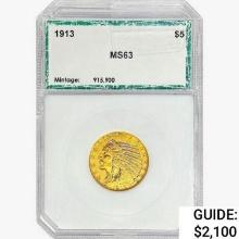 1913 $5 Gold Half Eagle PCI MS63