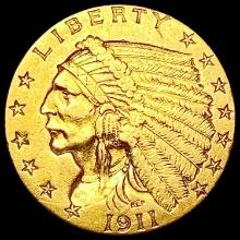 1911 $2.50 Gold Quarter Eagle CLOSELY UNCIRCULATED