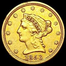 1853 US $2.5 Gold Love Token CLOSELY UNCIRCULATED