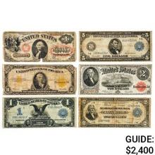 LOT OF (6) MIXED LARGE SIZE CURRENCY NOTES 1875-1917