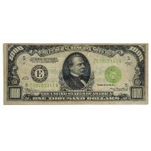 FR. 2211-Elgs 1934 $1,000 ONE THOUSAND LIGHT GREEN SEAL FRN FEDERAL RESERVE NOTE RICHMOND, VA VERY F