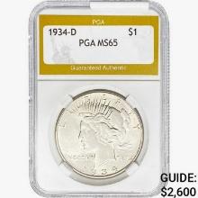 1934-D Silver Peace Dollar PGA MS65