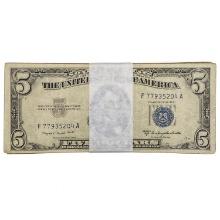 LOT OF (100) 1953 $5 FIVE DOLLARS SILVER CERTIFICATES VERY GOOD - VERY FINE