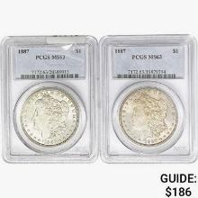 [2] 1887 Morgan Silver Dollar PCGS MS63