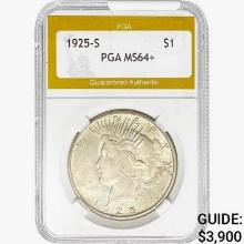 1925-S Silver Peace Dollar PGA MS64+