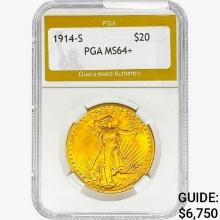 1914-S $20 Gold Double Eagle PGA MS64+