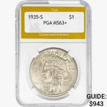1935-S Silver Peace Dollar PGA MS63+