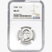 1944 Washington Silver Quarter NGC MS67