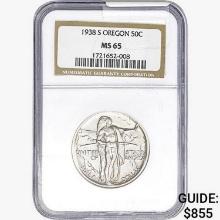 1938-S Oregon Trail Half Dollar NGC MS65