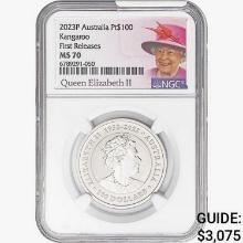 2023P 1oz. Pt $100 Australia Kangaroo NGC MS70 FR