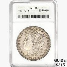 1891-O Morgan Silver Dollar ANACS AU50