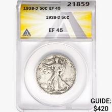 1938-D Walking Liberty Half Dollar ANACS EF45