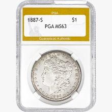 1887-S Morgan Silver Dollar PGA MS63