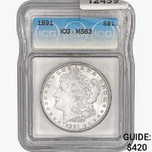 1891 Morgan Silver Dollar ICG MS63