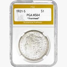 1921-S Morgan Silver Dollar PGA MS64 "Thornhead"