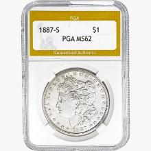 1887-S Morgan Silver Dollar PGA MS62