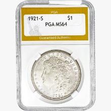 1921-S Morgan Silver Dollar PGA MS64