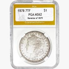 1878 Morgan Silver Dollar PGA MS62 REV 79