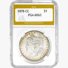 1878-CC Morgan Silver Dollar PGA MS63