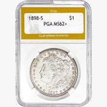 1898-S Morgan Silver Dollar PGA MS62+