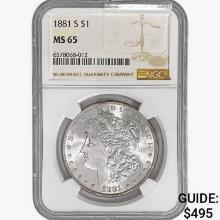 1881-S Morgan Silver Dollar NGC MS65