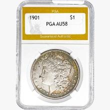 1901 Morgan Silver Dollar PGA AU58