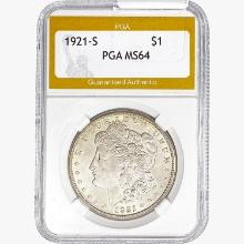1921-S Morgan Silver Dollar PGA MS64