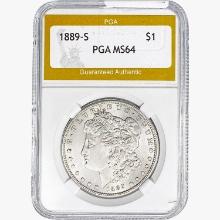 1889-S Morgan Silver Dollar PGA MS64