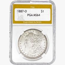 1887-O Morgan Silver Dollar PGA MS64