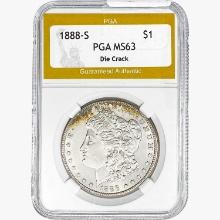 1888-S Morgan Silver Dollar PGA MS63 Die Crack