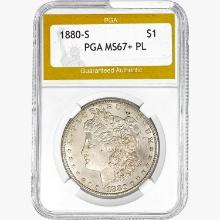 1880-S Morgan Silver Dollar PGA MS67+ PL