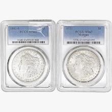 [2] 1882-S & 1921 Morgan Silver Dollar PCGS MS63