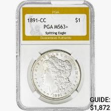 1891-CC Morgan Silver Dollar PGA MS63+ Spitting Eagle