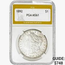 1892 Morgan Silver Dollar PGA MS61