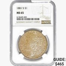 1881-S Morgan Silver Dollar NGC MS65