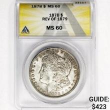 1878 Rev 79 Morgan Silver Dollar ANACS MS60