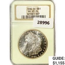 1884-CC Morgan Silver Dollar NGC MS63 PL