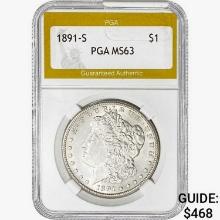 1891-S Morgan Silver Dollar PGA MS63