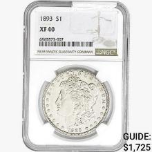 1893 Morgan Silver Dollar NGC XF40